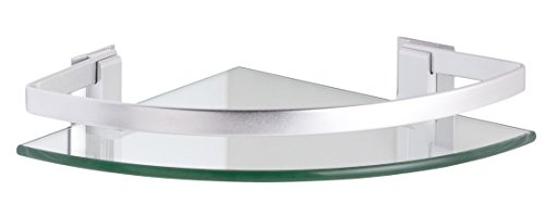 CM Bath Rinconera Cristal+Aluminio, Metal, Cromo Brillante, 24x24x5.7 cm