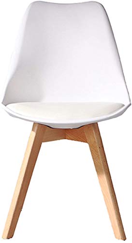 COLiJOL Estilo de Vida Silla de Comedor Blanca Patas de Madera Maciza Natural con Almohadilla Acolchada Diseñador Contemporáneo para la Oficina Salón Comedor Cocina