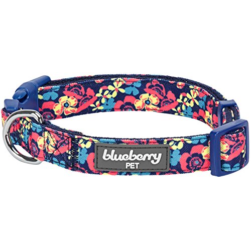 Collar para perro de Blueberry Pet, con estampado de flores