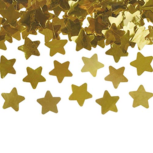 Confeti Redondo de Papel de Brillo Iridiscente Confetti metalizado multicolor de Corazón Estrella Decoración Para Boda Fiesta Cumple Graduación Ceremonia 30g (Estrella Dorado)