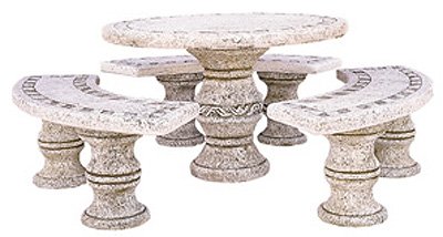 Conjunto Comedor de Piedra para Jardin Circular Venecia Conjunto Comedor de Piedra para Jardin Circular Venecia