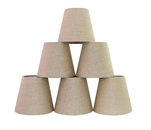 Conjunto de 6 piezas Clamp Pantalla de lámpara para lampara y lampara de pared (Gris lino) / Set of 6 Clip Lamp Shade for Chandelier and wall lamp (Grey Linen)