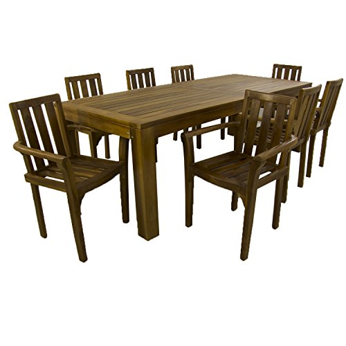Conjunto de jardín de Madera Teca, Mesa de 240 cm de Largo y 8 sillones apilables, Madera Teca Grado A, Tratamiento al Agua aplicado Conjunto de jardín de Madera Teca, Mesa de 240 cm de Largo y 8 sillones apilables, Madera Teca Grado A, Tratamiento al Agua aplicado
