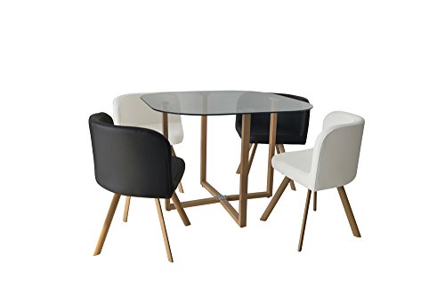 Conjunto mesa y 4 sillas encastrable blanco y negro