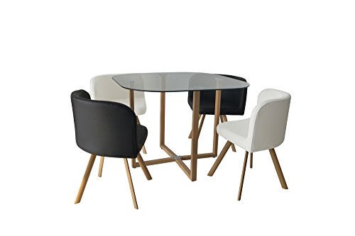 Conjunto mesa y 4 sillas encastrable blanco y negro Conjunto mesa y 4 sillas encastrable blanco y negro