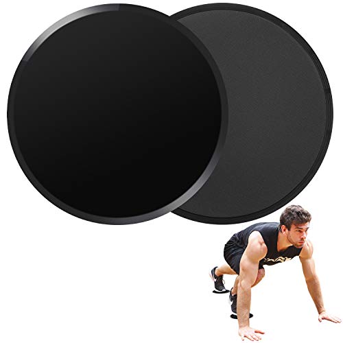 Core Sliders de Ejercicio de Deslizamiento de Doble Cara Disco Abdominales para Abs Entrenamiento, Hogar, Yoga, Fitness, Pilates, Ejercicios de Cuerpo para alfombras y Pisos Duros (Black)