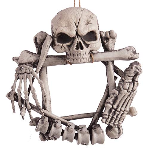 Corona de Puerta con Esqueleto de Halloween Beige con Hueso de ø 37 cm - LOLAhome