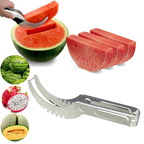 CORTADOR SANDIA MELON CORTAR SERVIR FRUTA PINZA GAJOS ACERO INOXIDABLE CUCHILLO