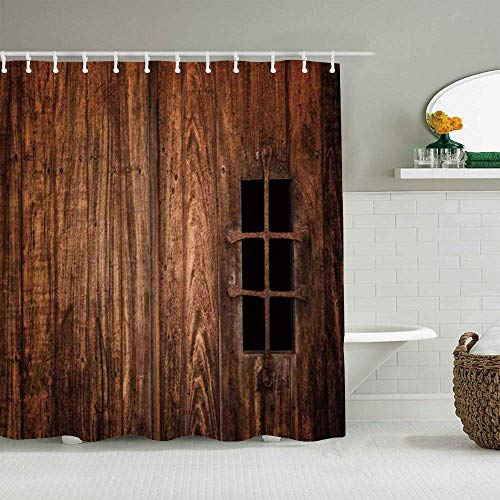 Cortina de ducha,Acción de Gracias,Navidad ventana medieval histórica asegurada con barras de hierro,castillo,edificio antiguo,imagen impresa,secoya,tela para cortinas de baño con ganchos (180x180cm) Cortina de ducha,Acción de Gracias,Navidad ventana medieval histórica asegurada con barras de hierro,castillo,edificio antiguo,imagen impresa,secoya,tela para cortinas de baño con ganchos (180x180cm)