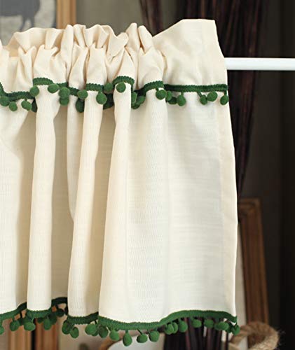 Cortinas Cortas para Ventana,Cortina Media Altura de Lino,Cortina Cocina café de Color Cream Estilo Vintage,Cortinas pequeñas para Puerta con Cenefa de Verde(150cm Anchura x 60cm Ancho) Cortinas Cortas para Ventana,Cortina Media Altura de Lino,Cortina Cocina café de Color Cream Estilo Vintage,Cortinas pequeñas para Puerta con Cenefa de Verde(150cm Anchura x 60cm Ancho)