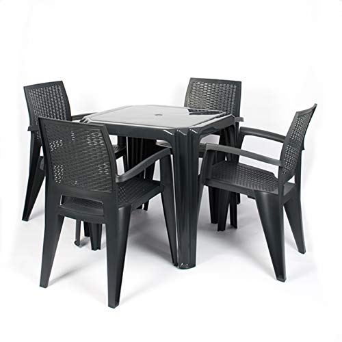CREVICOSTA QUALITY MARK MARCAS DE CALIDAD Conjunto 1 Mesa Viana MONOBLOCK + 4 SILLAS Caribe. Antracita. CREVICOSTA QUALITY MARK MARCAS DE CALIDAD Conjunto 1 Mesa Viana MONOBLOCK + 4 SILLAS Caribe. Antracita.