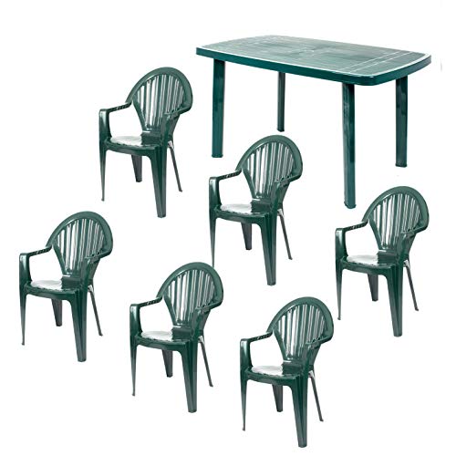 CREVICOSTA QUALITY MARK MARCAS DE CALIDAD Conjunto 1 Mesa Viana Rectangular 6 SILLAS Viana Verde