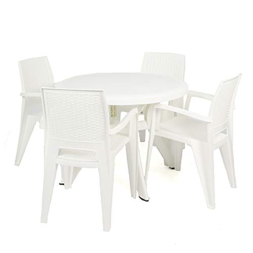 CREVICOSTA QUALITY MARK MARCAS DE CALIDAD Conjunto Luxe 1 Mesa Caribe Redonda 4 SILLAS Caribe. Blanco.