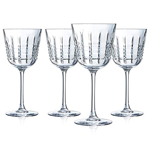 Cristal d'Arques L8235 Rendez-Vous - Juego de copas de vino (4 unidades, cristal, 35 cl, paredes gruesas y resistentes), Cristal Kwarx., transparente, 25 cl