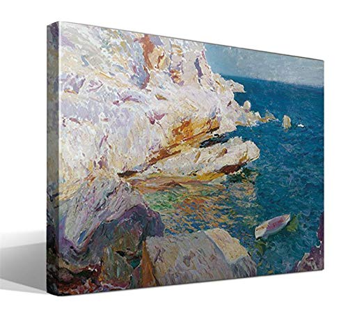 Cuadro Canvas Rocas de Jávea y el Bote Blanco de Joaquín Sorolla y Bastida