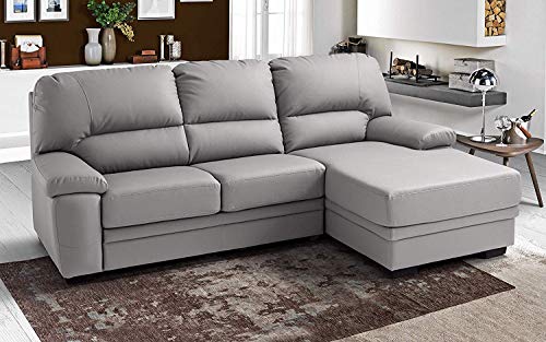 Dafne Italian Design - Sofá cama de 3 plazas con chaise longue a la izquierda - Color: gris pastel - 252 x 160 x 92 cm