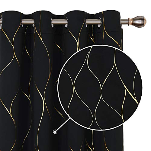 Deconovo Cortina Opaca Fruncida para Habitación Matrimonio de Estrellas Plateadas Estilo Moderno Elegante 2 Piezas 168x183cm Negro Deconovo Cortina Opaca Fruncida para Habitación Matrimonio de Estrellas Plateadas Estilo Moderno Elegante 2 Piezas 168x183cm Negro