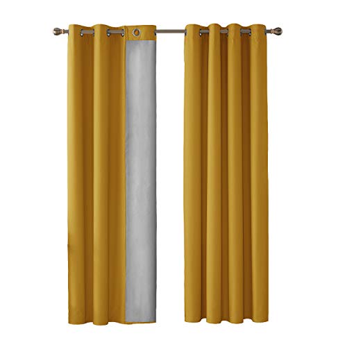 Deconovo Cortina para Habitación Matrimonio Estilo Moderno Elegante con Ojales 2 Piezas 132x160cm Amarillo Deconovo Cortina para Habitación Matrimonio Estilo Moderno Elegante con Ojales 2 Piezas 132x160cm Amarillo
