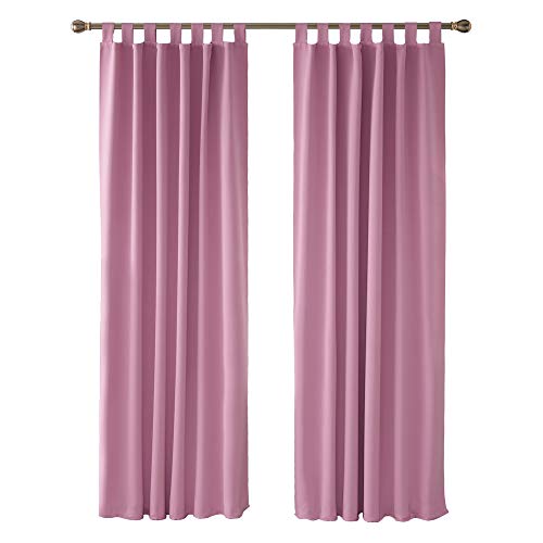 Deconovo Cortinas de Salon Modernas Aislante Térmico Funcional Estilo Moderno Elegante para Sala con Trabillas 2 Paneles 140 x 175 cm Rosa