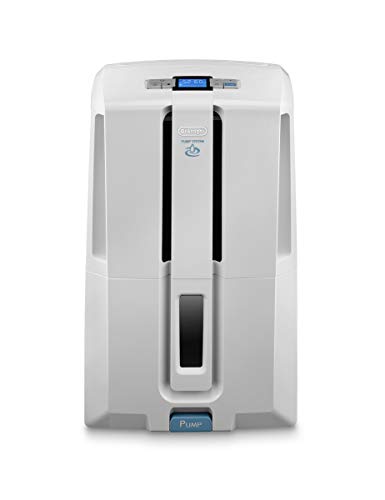 De'Longhi DD230P Deshumidificador Multifunción con Filtro de Limpieza de Aire, 30 L/d, Sistema de Bombeo y Drenaje Continuo, Gas Ecológico, Temporizador Programable, 540 W, 51 Db, Blanco y Gris