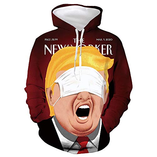 Demoke Sudadera cómica de máscara de Trump, Sudadera con Capucha Divertida Unisex de Halloween Carnival 3D Impresa digitalmente