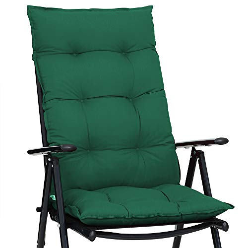 Detex Set de 6 Cojines Verdes con Respaldo de sillas con Respaldo Juego de Almohadillas Acolchadas Asientos Exterior