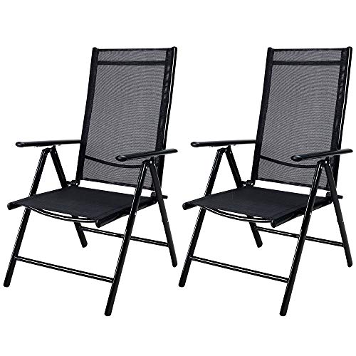 Deuba Set de 2 sillas Plegables con Respaldo Alto y Ajustable de Aluminio Resistente a la Intemperie jardín Exterior