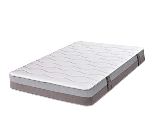DHOME Pack Colchón viscografeno, Reversible + Canape abatible tapizado 3D Blanco Madera Conjunto (105x200, Colchón 23cm + Canapé Abatible)