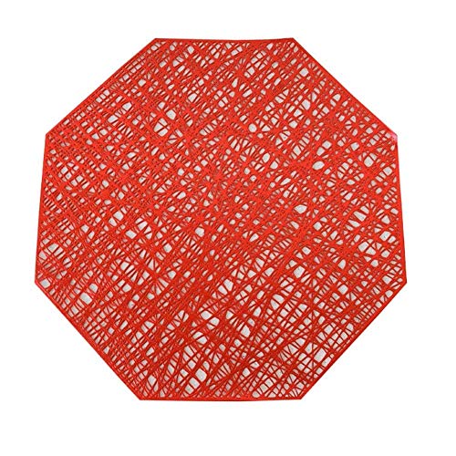 DHRH Manteles Antideslizantes, manteles Redondos para Mesa de Comedor Juego de 6 manteles Octogonales Antideslizantes para Mesa de Comedor (Rojo)