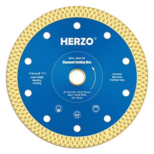 Disco de corte de diamante 115 mm HERZO. Disco Diamante para corte de Porcelanico,Cerámica dura,Azulejos,Mármol,Granito,Piedra caliza Disco de corte de diamante 115 mm HERZO. Disco Diamante para corte de Porcelanico,Cerámica dura,Azulejos,Mármol,Granito,Piedra caliza