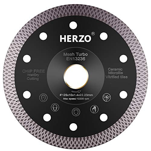 Disco de corte de diamante 125 mm HERZO. Disco Diamante para corte de Porcelanico,Cerámica dura,Azulejos,Mármol,Granito,Piedra caliza Disco de corte de diamante 125 mm HERZO. Disco Diamante para corte de Porcelanico,Cerámica dura,Azulejos,Mármol,Granito,Piedra caliza