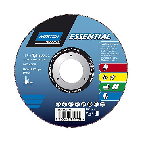 Disco de Corte Plano Multi Materiales -Norton Essential-115x1.6x22.23