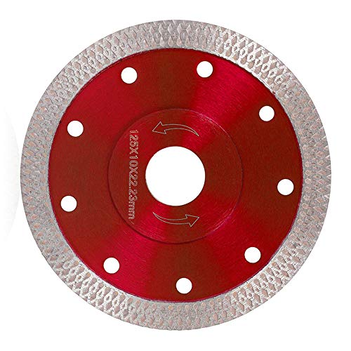 Disco de Diamante Hoja de Diamante 115/125 Profesional Corte en Seco Porcelánico Granito Cerámica Cuarcita Mármol (125mm, Rojo)