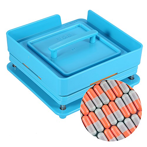 Dispositivo de llenado de cápsulas con 100 agujeros, con separador de cápsulas, herramienta de llenado manual para hospitales, laboratorios y familia (azul)
