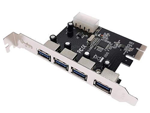 Donkey pc - Tarjeta controladora USB 3.0 Alta Velocidad | 4 Puertos en Adaptador PCI Express | Hub USB 3.0 hasta 5Gb de Transferencia Adecuada con Windows XP/Vista / 7/8/10 / Linux