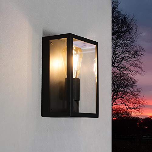 Easylight Lámpara de exterior antracita, IP44, resistente a la intemperie, diseño vintage, lámpara de pared, casa, patio, balcón, caseta
