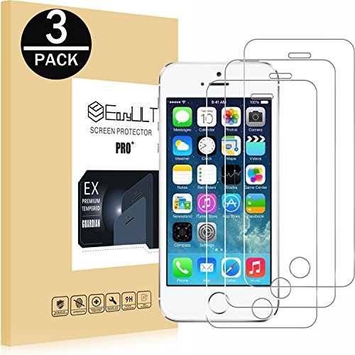 EasyULT Crital Templado Screen Protector para iPhone 5S/SE/5/5C [3 Piezas], Protector de Pantalla Compatible con iPhone 5S/SE/5/5C