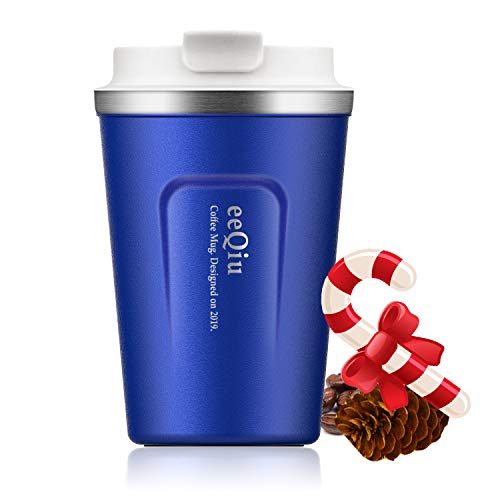eeQiu Taza térmica Taza de café para Llevar - 13oz 100% a Prueba de Fugas, Taza de café, Acero Inoxidable de Doble Pared con Aislamiento, café para Llevar, Taza de Viaje de café y té (Azul eeQiu Taza térmica Taza de café para Llevar - 13oz 100% a Prueba de Fugas, Taza de café, Acero Inoxidable de Doble Pared con Aislamiento, café para Llevar, Taza de Viaje de café y té (Azul
