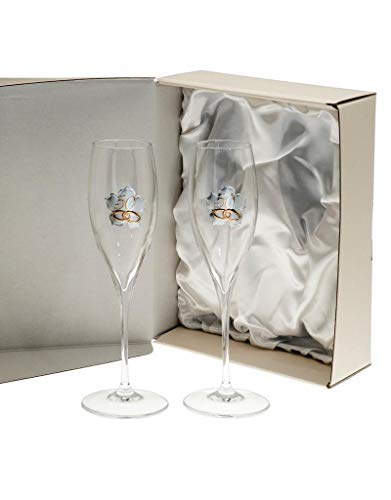 El Faro Copas champan Personalizadas Bodas o Aniversarios Cristal Trébol (Bodas Oro)