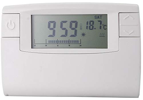 Electraline 59219 - Cronotermostato digital avanzado con 24 programas para tres niveles de temperatura, confort, ahorro energético, vacaciones (anticongelante), de pared, color blanco