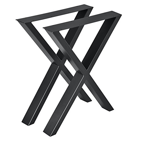 [en.casa] Conjunto de Patas de Mesa - Set de 2X Patas de Mesa - Negro - 59 x 72 cm - Patas para Mesa en Forma de X