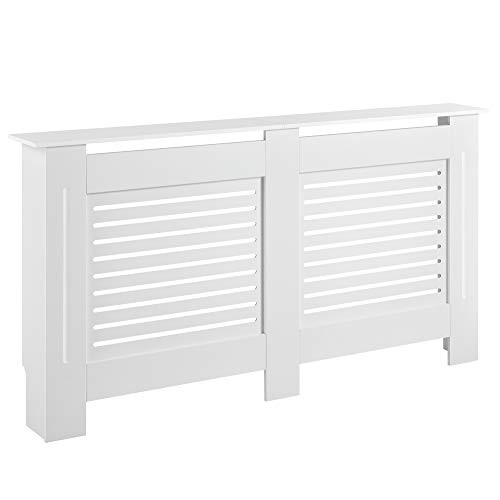 [en.casa] Cubre Radiador 152x19x82cm Decoración Radiator Tapar la calefacción MDF Blanco