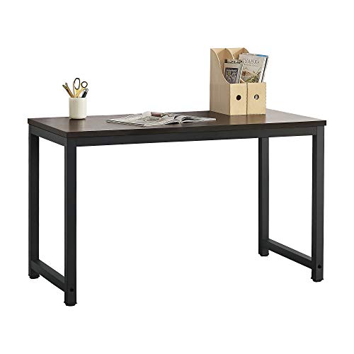 [en.casa] Mesa Escritorio Herning Escritorio de Ordenador PC 75 x 120 x 60 cm Mesa de Oficina Mesa para Jóvenes para Estudiar Negro y Color Nogal