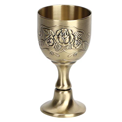Estilo europeo Vintage Cobre puro hecho a mano Patrón de flor Pequeña copa de licor Cóctel Copa de vino Copa (Latón 8x4cm)