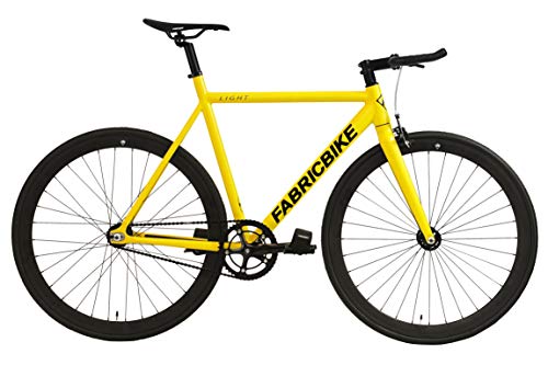 FabricBike- Bicicleta Fixed, Fixie, Single Speed, Cuadro y Horquilla Aluminio, Ruedas 28", 4 Colores, 3 Tallas, 9.45 kg Aprox. (Light Matte Yellow, L-58cm)