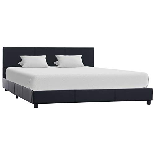 Festnight Estructura de Cama de Cuero sintético Negro 140x200 cm, Cama Matrimonio Estructura Cama para Dormitorio/Matrimonio Festnight Estructura de Cama de Cuero sintético Negro 140x200 cm, Cama Matrimonio Estructura Cama para Dormitorio/Matrimonio