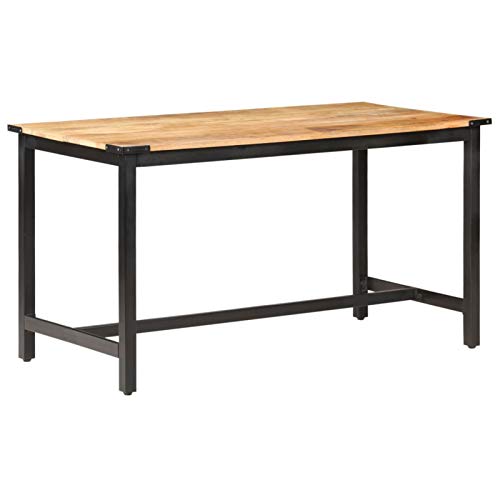 Festnight Mesa de Comedor Mesa Nórdica Rectangular Comedor de Madera Maciza de Mango Rugosa 140x70x76 cm Festnight Mesa de Comedor Mesa Nórdica Rectangular Comedor de Madera Maciza de Mango Rugosa 140x70x76 cm