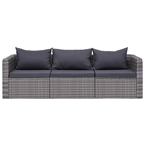 Festnight Set de Sofás de Jardín 3 Piezas y Cojines Muebles Exterior de Jardín Sofas Jardin Exterior Ratán Sintético Gris Festnight Set de Sofás de Jardín 3 Piezas y Cojines Muebles Exterior de Jardín Sofas Jardin Exterior Ratán Sintético Gris