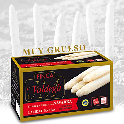 Finca Valdega - Espárragos Blancos Muy Gruesos Calidad Extra | Alimentación Gourmet Estuche Lata de Conservas de 8/12 Frutos Indicación Geográfica Protegida de Navarra - 1000 gr