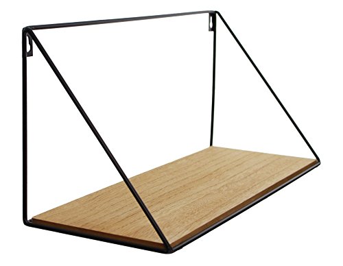 Frank Flechtwaren Serie de 2 estantes de pared, diseño simple y moderno, metal lacado negro mate, tabla de madera con grano natural Frank Flechtwaren Serie de 2 estantes de pared, diseño simple y moderno, metal lacado negro mate, tabla de madera con grano natural